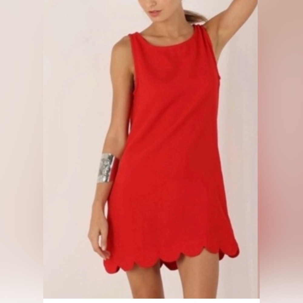 Kate Spade Red Scallop Hem Mini Dress